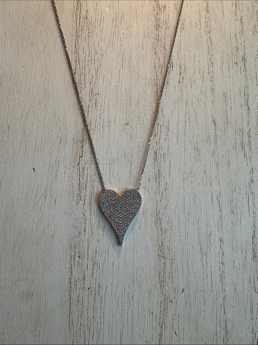 Sterling Silver Heart Pavé Pendant Necklace